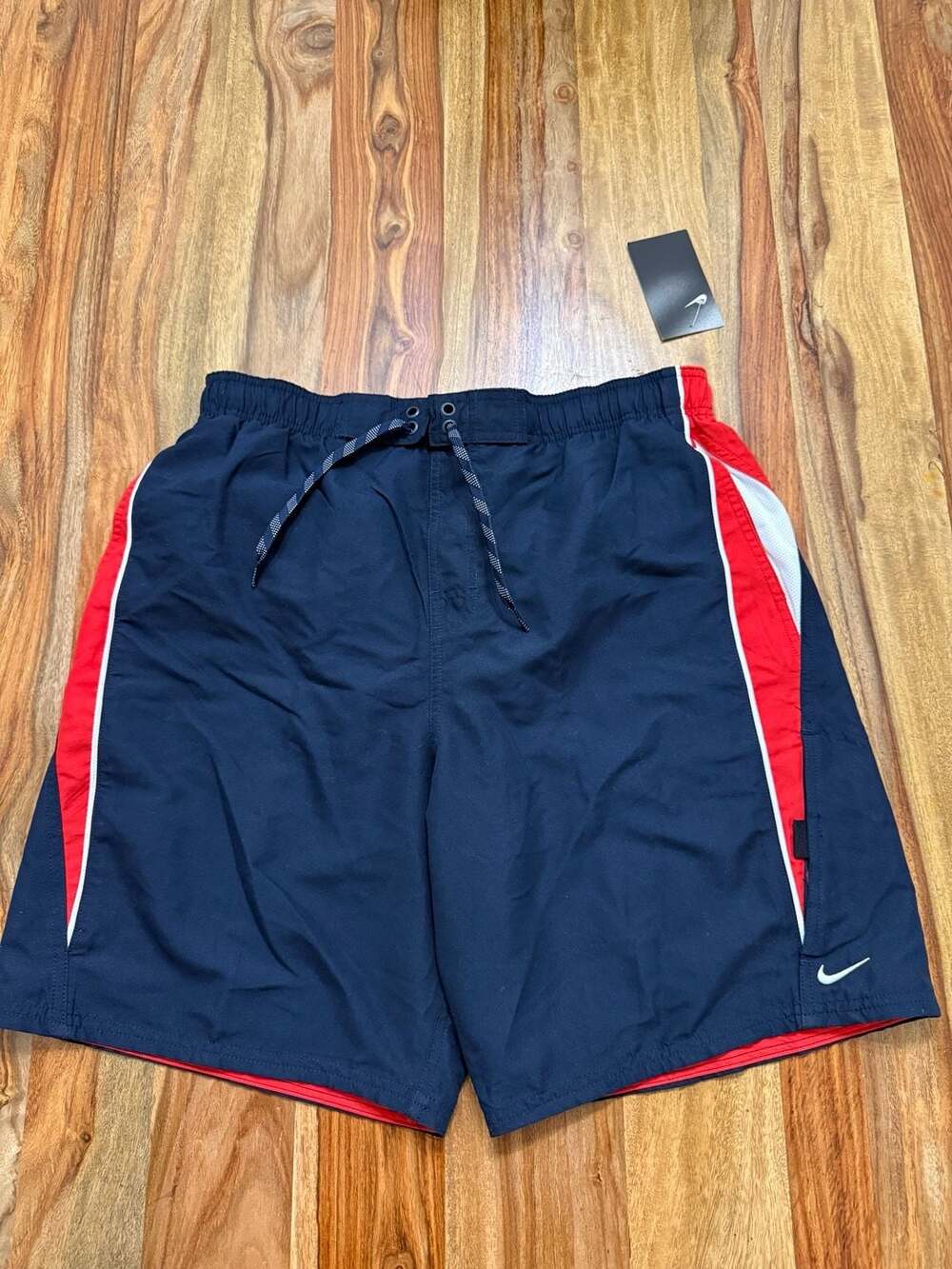 Nike Men's Swim Trunks Board Shorts Navy Red White Size L